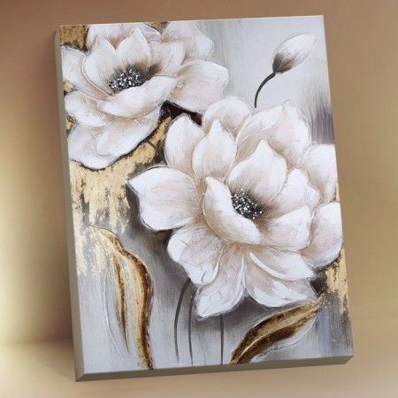 Picture on numbers with a whip 40 × 50 cm "White flowers" 13 colors