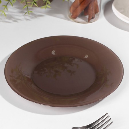 Glass plate "Brown City", d = 19.5 cm, brown color-1