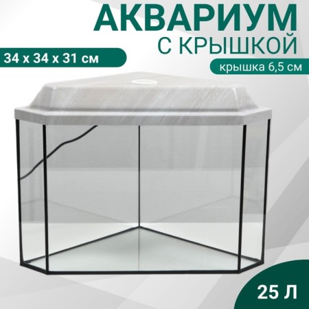 Aquarium "Delta" corner with a lid, 25 liters, 34 x 34 x 31/37.5 cm, bleached oak