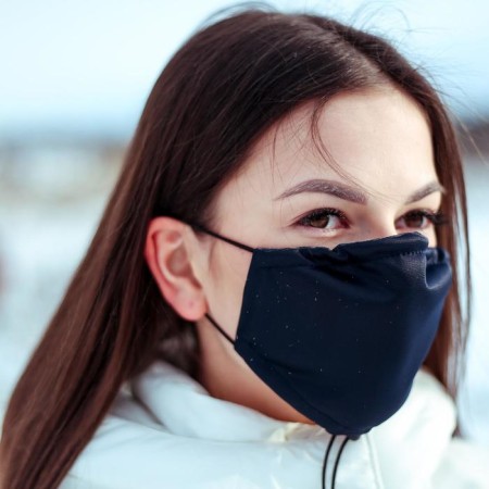 The mask is fabric, reusable, adjustable, packing 2 pcs, black-3