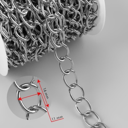 A chain for a bag, iron, 11 × 16 mm, 10 ± 0.5 m, silver color-1