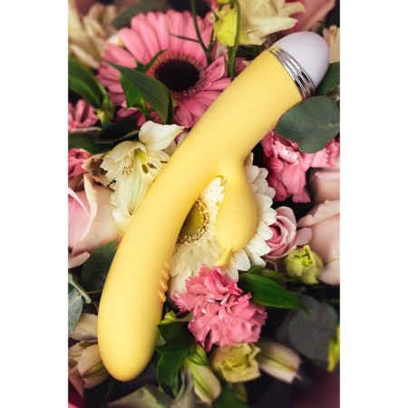 Vibrator Flovetta by Toyfa Aster with a clitoral stimulator, silicone, 22 cm, yellow color-10