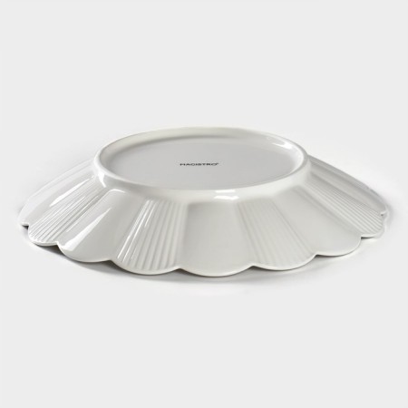 Porcelain dining plate Magistro "Chamomile", D = 24 cm, white color-2