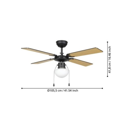 Ceiling fan with Fortaleza lamp, 60W, e27, steel, black-7