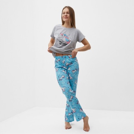 Home female "Unicorn" (T -shirt/pants), gray/blue color, size 46-2
