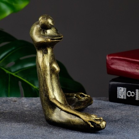 Figure "Frog Yoga in the Lotus Pose" 16x16x6cm, gold-2