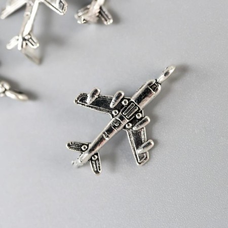 Decor for creativity Metal "Airplane" silver 1.8x1.2 cm-1