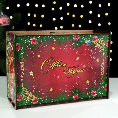Self -Assembly box "Red New Year", large, 28 x 19.5 x 11 cm-2