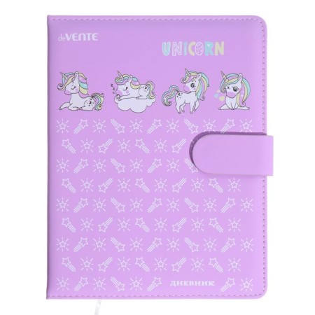 Universal diary for the 1-11 grade Unicorn Friends, solid cover, artificial leather, foam rubber, liesse, 80 g/m2