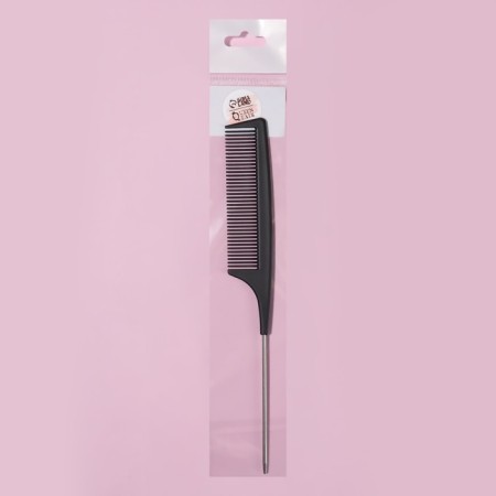Antistatic comb, with a metal tail, carbon, 22 × 3 cm, black color-5