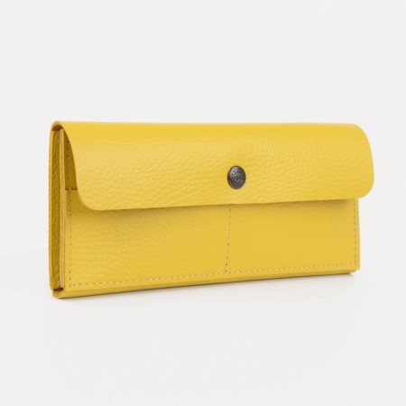 Women's wallet on the button, yellow color
