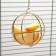 The hay feeder is a metal sphere, 8 x 8 x 15 cm