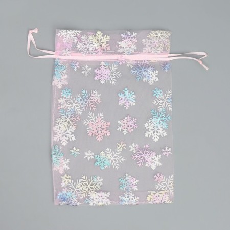 Bag gift organza "Snowflake", holography, organza, 16 x 24 cm +/- 1.5 cm, New Year-5