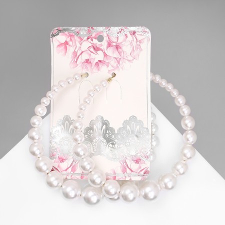 Ring earrings “Tenderness of pearls” are large, white color in gold, D = 8 cm-4
