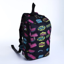 Baby backpack on lightning, 2 outer pockets, black color