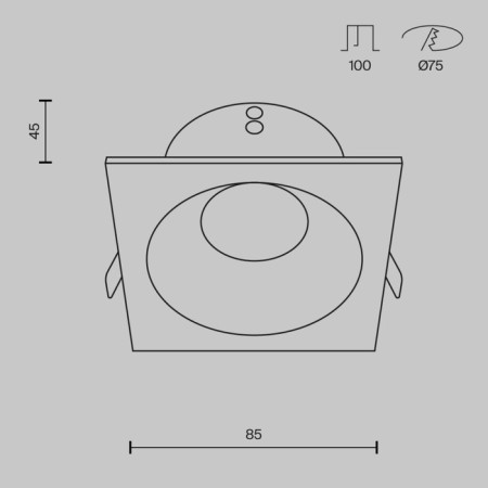 The built-in lamp Technical DL033-2-01B, 1x50W, 8.5x8.5x4.5 cm, GU10, Black Color Black-1