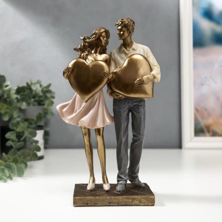 Polystone souvenir "Fighting a couple with hearts" 25.5x8.5x15 cm