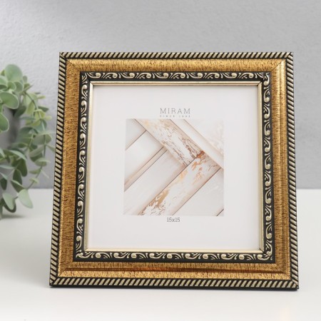Photo frame Plastic "Mira" 15x15 cm gold (plastic screen)