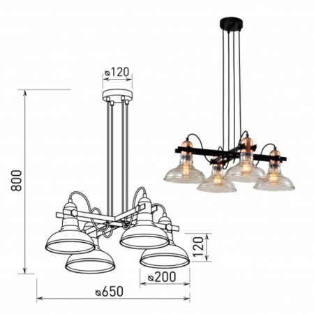 Rivoli Leila 4he27, 40 watts chandelier-2