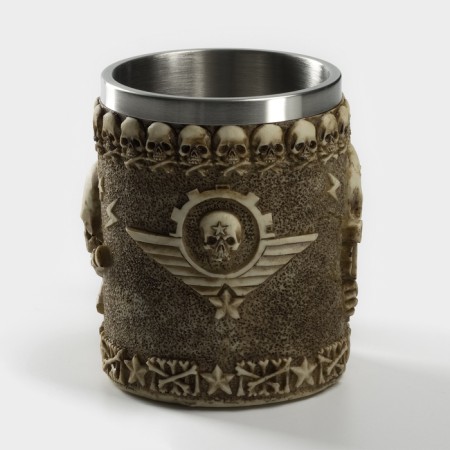 Stainless steel mug "Skull. Halloween ", 400 ml, beige color-1