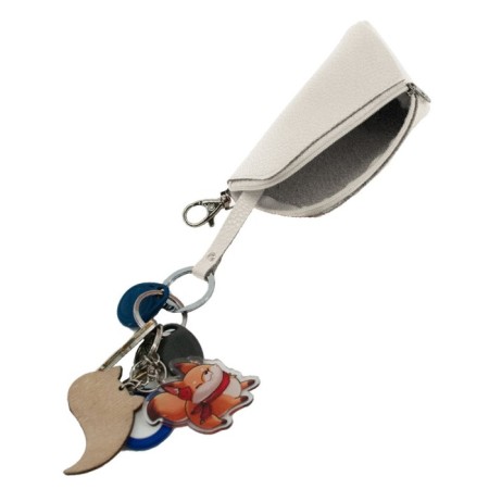 Key, genuine leather, white 12x8x6 cm-1