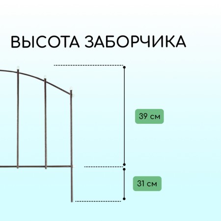 Decorative fence, 73 × 410 cm, 5 sections, metal, bronze, "vertical"-2