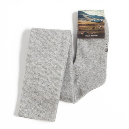 Women's stockings from Mongolian wool without drawing, gray color, size 23-25-2