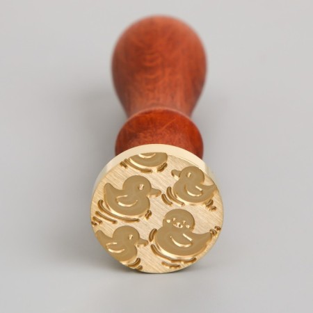 Printing for wax with a wooden handle "Ducks" 9x2.5x2.5 cm-1