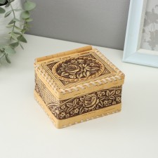 Rose box, hinge, 12*11*7 cm, birch bark