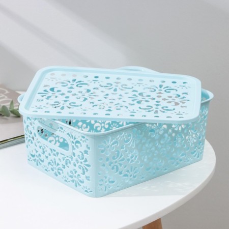 Storage container with a “pattern” lid, plastic, 25 × 19 × 10 cm, mix color-9