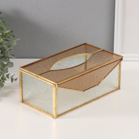 Casket Glass with a metal frame "Salfetnitsa" Transparent ripples 12.7x22.5x9 cm-1