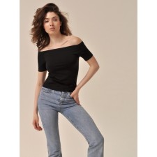 Футболка женская T-Shirt off-shoulder, размер S/M, цвет чёрный