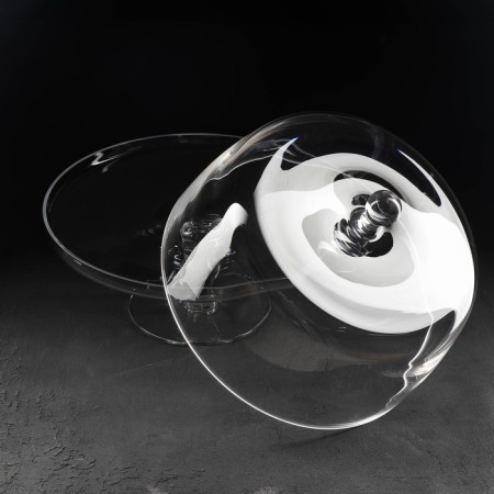 Cake stand on a leg with a glass cover "The treat", 29 × 28 cm-1