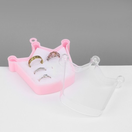 Organizer for jewelry "Correx Crown" 6 seats, plastic, 9.5 × 9 × 3 cm, pink color-1