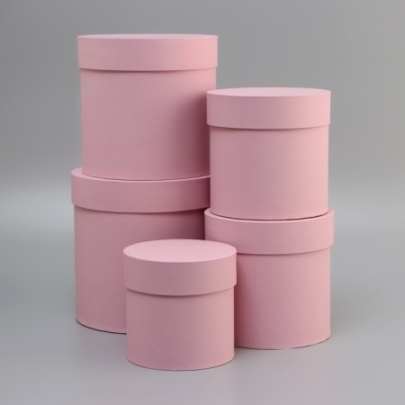 Set of round boxes 5 in 1 "dusty rose" 20 x 20 - 13 x 13 cm,-1