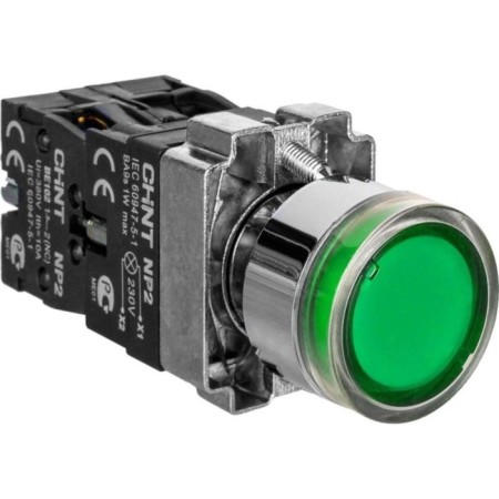 Controlling button Chint 574268 NP2-BW3365, 230 V, IP40, green color