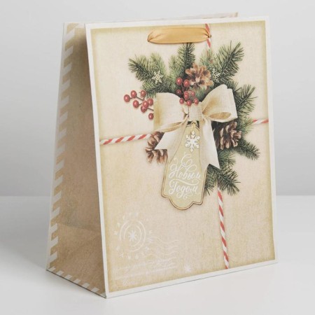 Craft vertical package “Happy New Year!”, Ml 23 x 27 x 8 cm, New Year