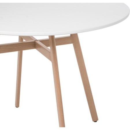 Round table Skandi metal, white/natural 90x90x73 cm-4