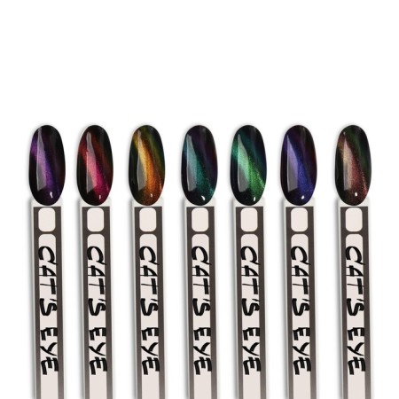 Nail gel polish, Cat`s Eye, 3 phase, 8ml, LED/UV, chameleon/gray/purple color (01)-8