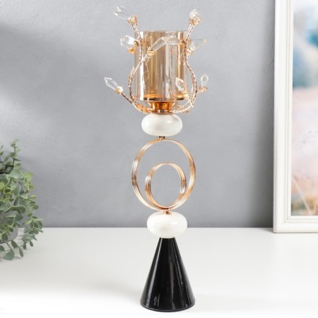 Summary Metal for 1 candle "branches with crystals. Two rings" Gold 42x17x17 cm-2