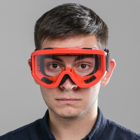 Mask glasses for motor vehicles, transparent glass, red color-4