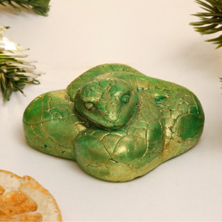 Figure "Snake" Green with gilding, 4x4x2cm