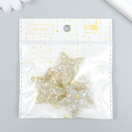Decor for creativity plastic "Brilliant stars" gold 3.8x3.8 cm-4