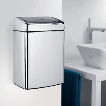 Garbage bucket Brabantia Touch Bin, Soft Touch system, polished steel color, 10 liters-1