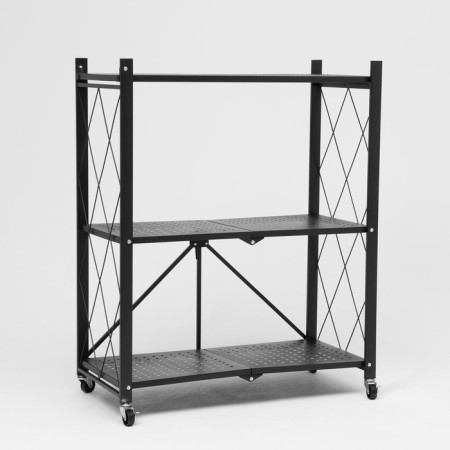 Folder drive on wheels, 3 shelves, 71 × 34 × 88cm, black matte color