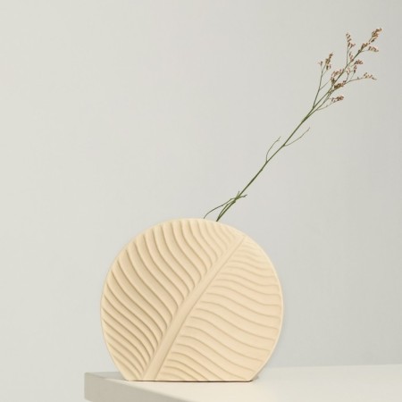Vase for flowers decorative "leaf", beige, 15 x 14 x 2 cm.-1
