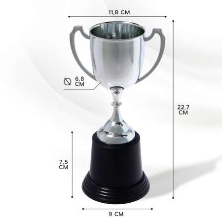 036V Cup, award figure, silver, plastic stand, 22.7 × 11.8 × 9 cm.-1