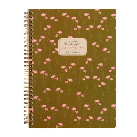 Notebook B5, 60 sheets in a cage on the crest "poppy on green", on a solid substrate, cover cardboard, lamination Soft Touch, foil embossing, block 70 g/m2