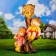 Garden figure "Boy and girl on a tree", 40x31x66cm, mix