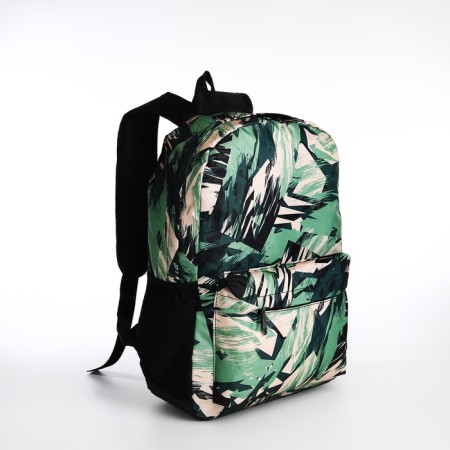 School backpack from textiles on lightning, 3 pockets, green-2